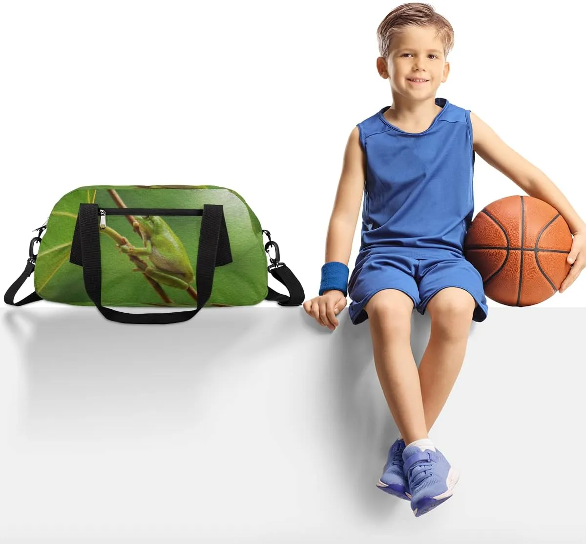 Tree Frog Kids Duffel Bag for Girls Boys Teens, Frog Oil Painting Dance Bag Overnight Small Duffel Bag Carry On Weekend Sports Gym Travel Bag for School Practice Gymnastics Ballet