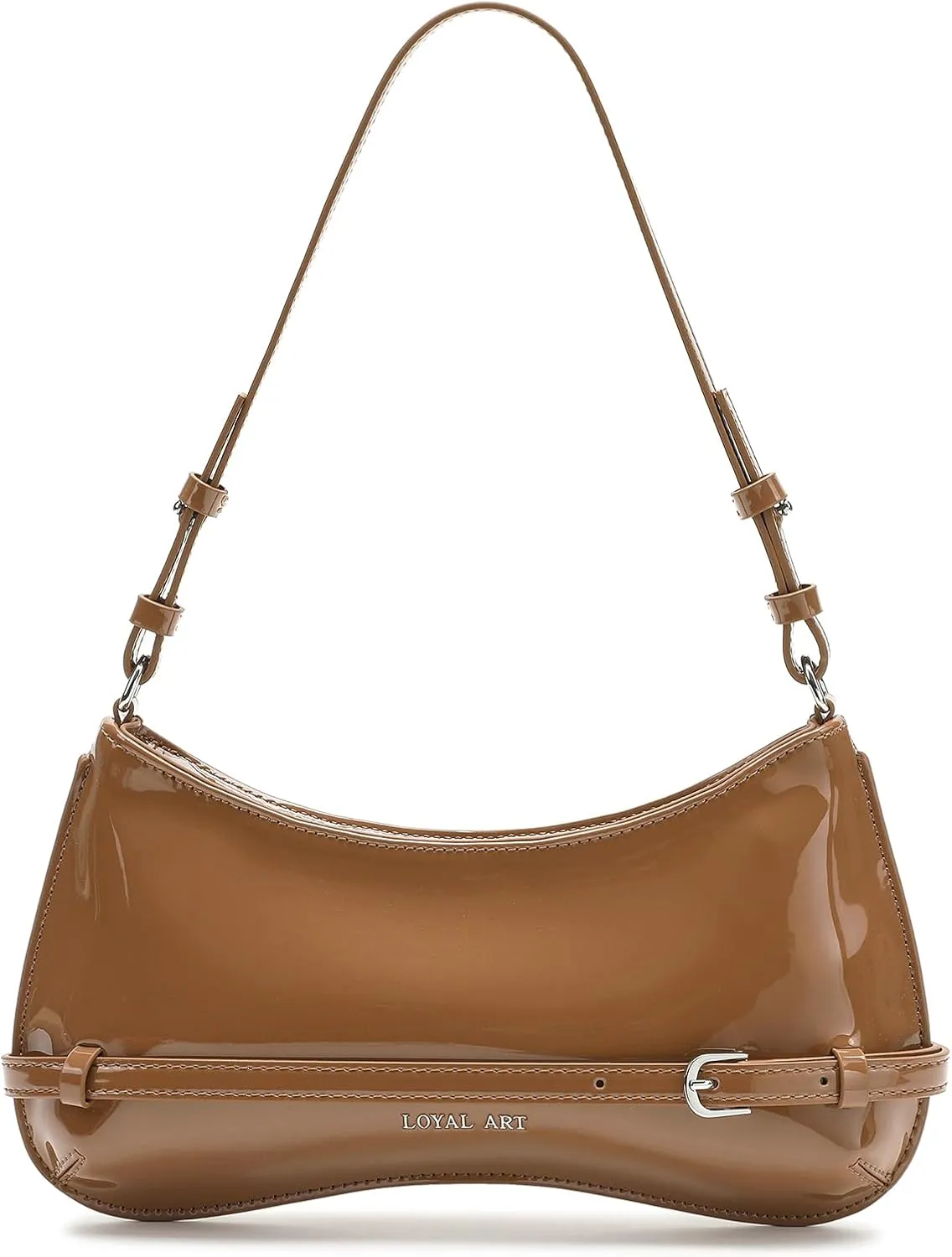 Trendy Shoulder Bag for Women, Small Under the Arm Purse Patent Leather Womens Purses and Handbags with Zipper Closure