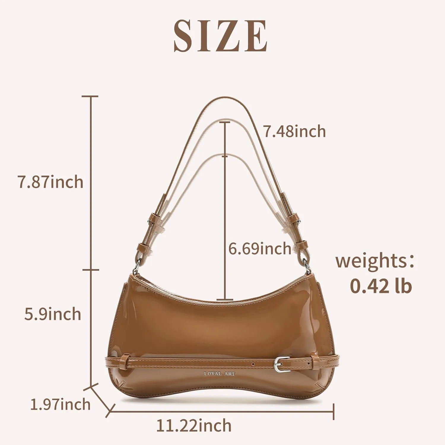 Trendy Shoulder Bag for Women, Small Under the Arm Purse Patent Leather Womens Purses and Handbags with Zipper Closure