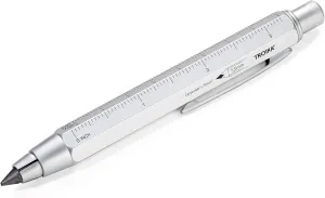 Troika ZIMMERMANN 5,6 – PEN56/SI – Carpenter's pencil – clutch pencil (5.6 mm HB lead) – centimetre/inch ruler – 1:20 m/1:50 m scale – brass – silver original