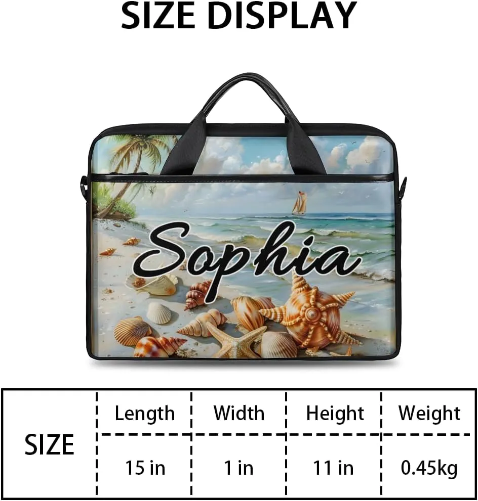 TropicalLife Personalized Laptop Bag 15 Inch Custom Sleeve Case with Handle Shoulder Strap Computer Messenger Bag