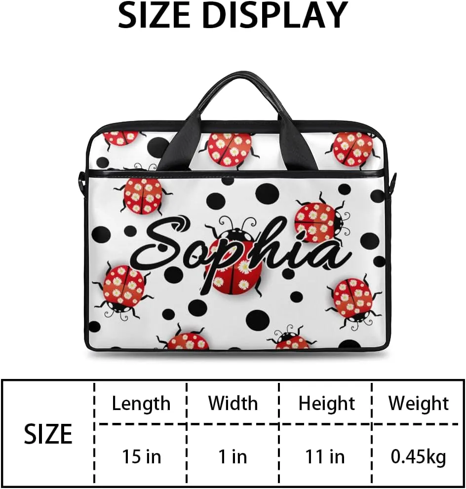 TropicalLife Personalized Laptop Bag 15 Inch Custom Sleeve Case with Handle Shoulder Strap Computer Messenger Bag