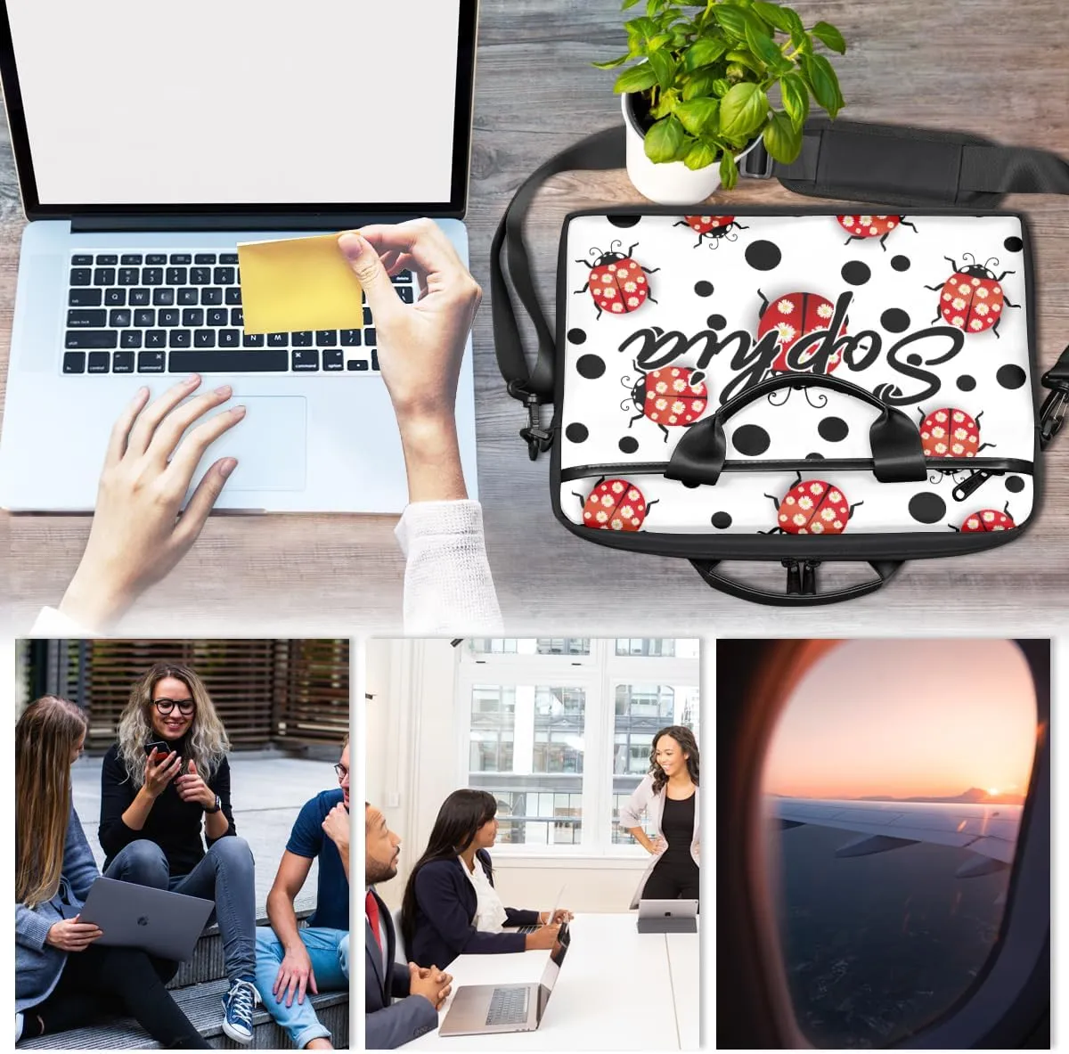 TropicalLife Personalized Laptop Bag 15 Inch Custom Sleeve Case with Handle Shoulder Strap Computer Messenger Bag