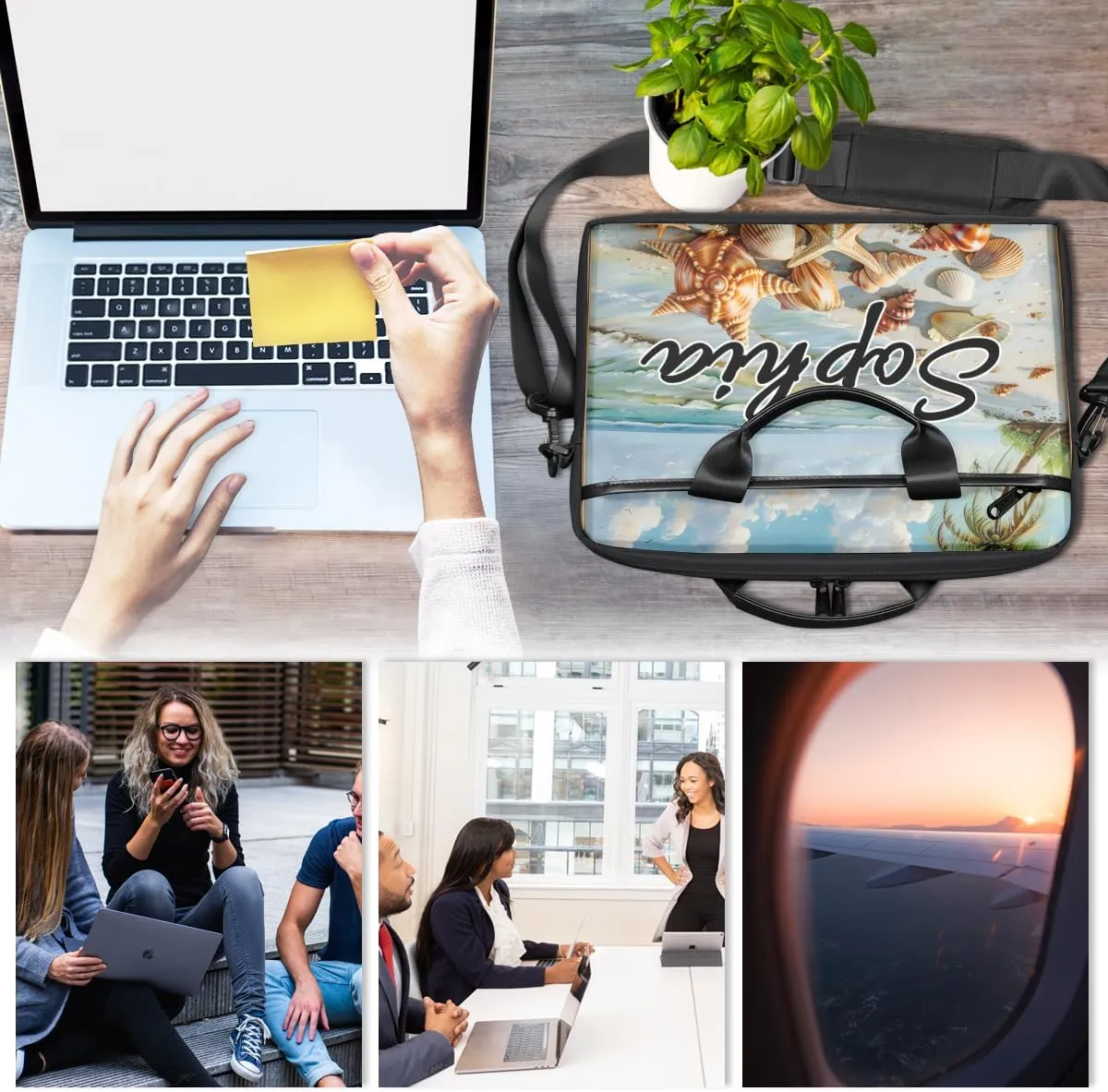 TropicalLife Personalized Laptop Bag 15 Inch Custom Sleeve Case with Handle Shoulder Strap Computer Messenger Bag
