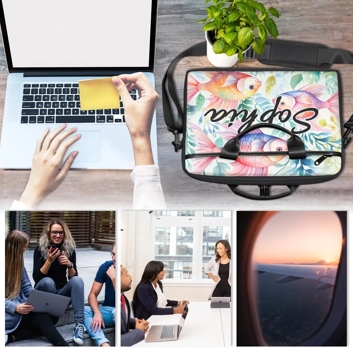 TropicalLife Personalized Laptop Bag 15 Inch Custom Sleeve Case with Handle Shoulder Strap Computer Messenger Bag