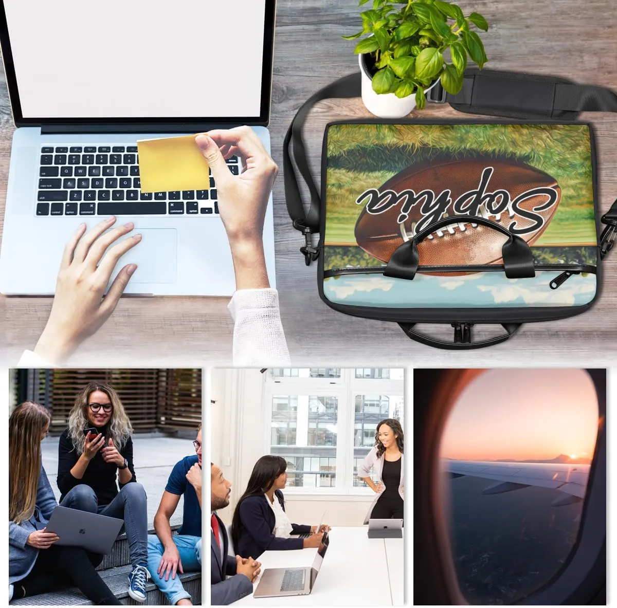 TropicalLife Personalized Laptop Bag 15 Inch Custom Sleeve Case with Handle Shoulder Strap Computer Messenger Bag