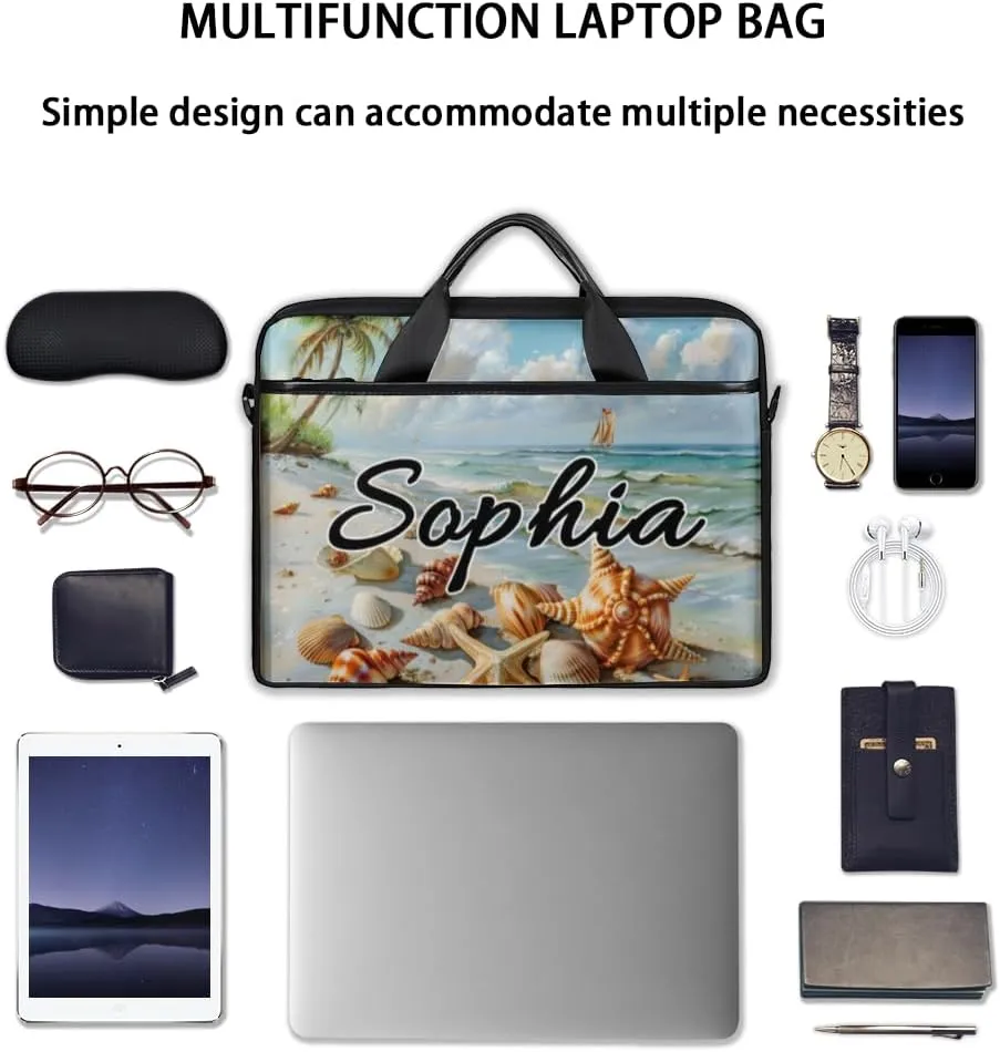 TropicalLife Personalized Laptop Bag 15 Inch Custom Sleeve Case with Handle Shoulder Strap Computer Messenger Bag