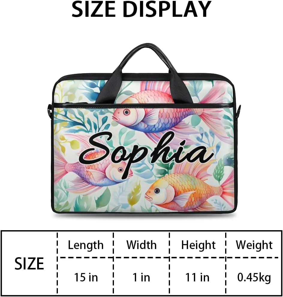 TropicalLife Personalized Laptop Bag 15 Inch Custom Sleeve Case with Handle Shoulder Strap Computer Messenger Bag
