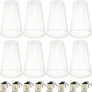 Tudomro 8 Pcs Mosquito Head Face Fly Netting Hood Mosquito Net Hat 18 x 18 Inch Bug Net for Head with Carry Bags(White)