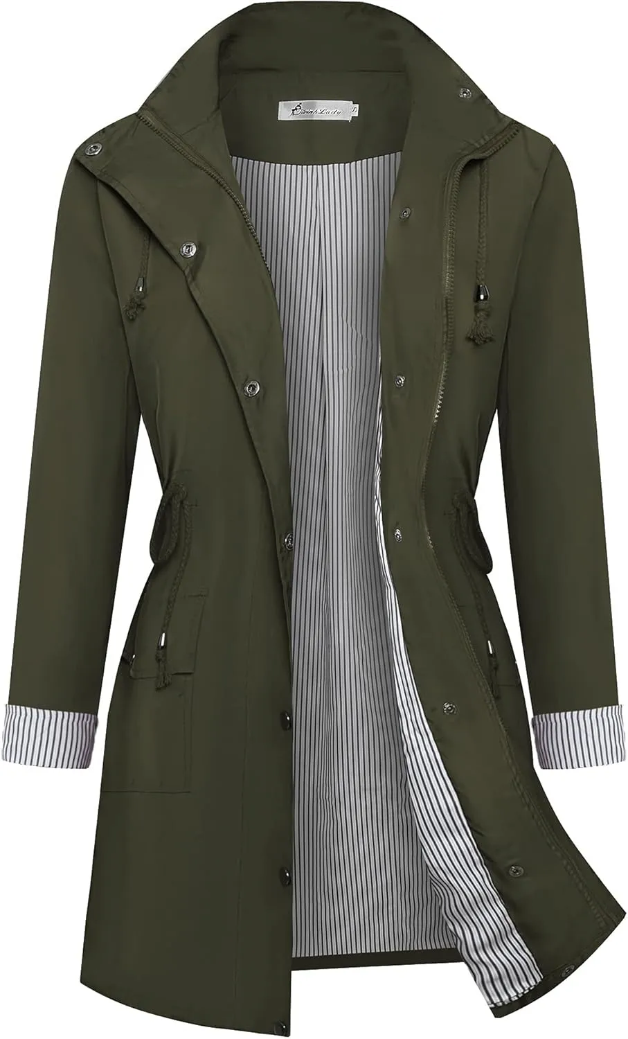 Twinklady Rain Jacket Women Windbreaker Striped Climbing Raincoats Waterproof Lightweight Outdoor Hooded Trench Coats