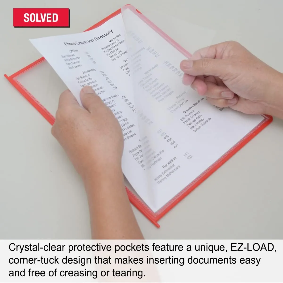 Ultimate Office AdjustaView Easy-Load Replacement Pockets & Tabs - Fits Ultimate Office AdjustaView Organizers Only, (Set of 10 Colored)