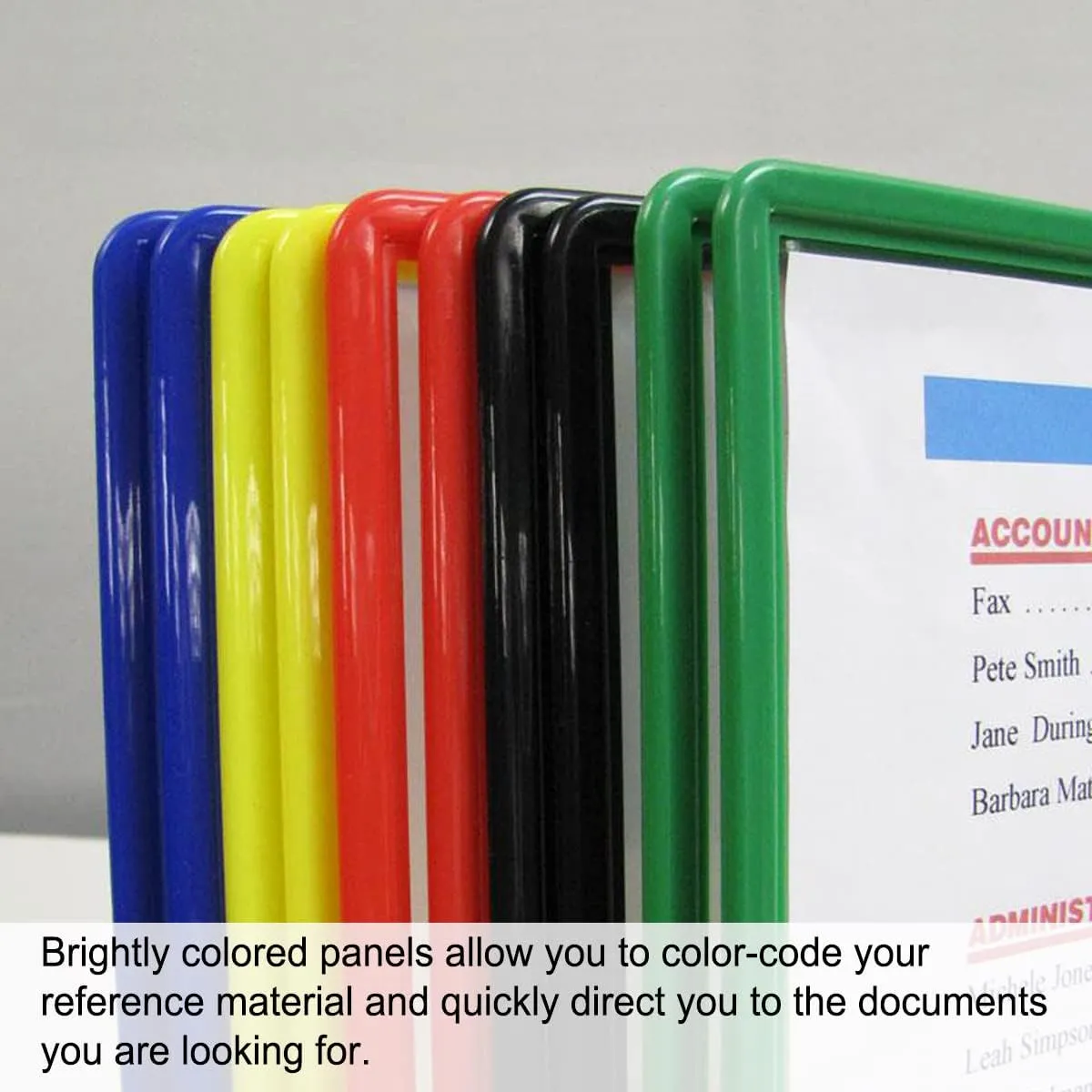 Ultimate Office AdjustaView Easy-Load Replacement Pockets & Tabs - Fits Ultimate Office AdjustaView Organizers Only, (Set of 10 Colored)