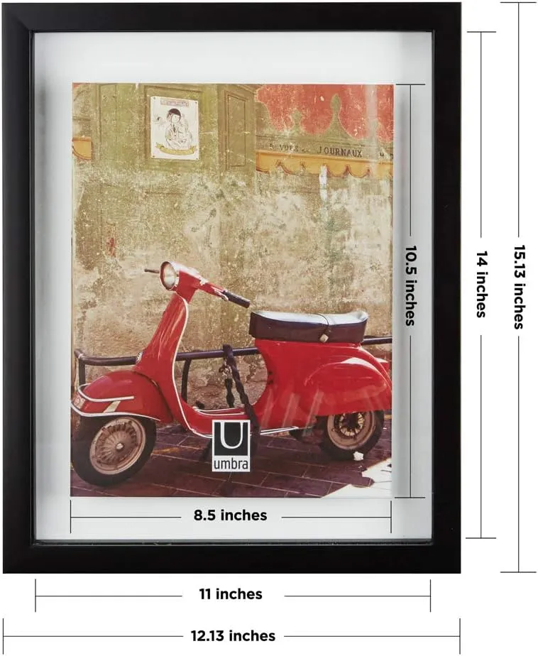 Umbra Frame for Displaying Documents, Diploma, Certificate, Photo or Artwork, 11 x 14 (floats 8-1/2 x 11), Black, 2 Count