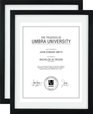 Umbra Frame for Displaying Documents, Diploma, Certificate, Photo or Artwork, 11 x 14 (floats 8-1/2 x 11), Black, 2 Count