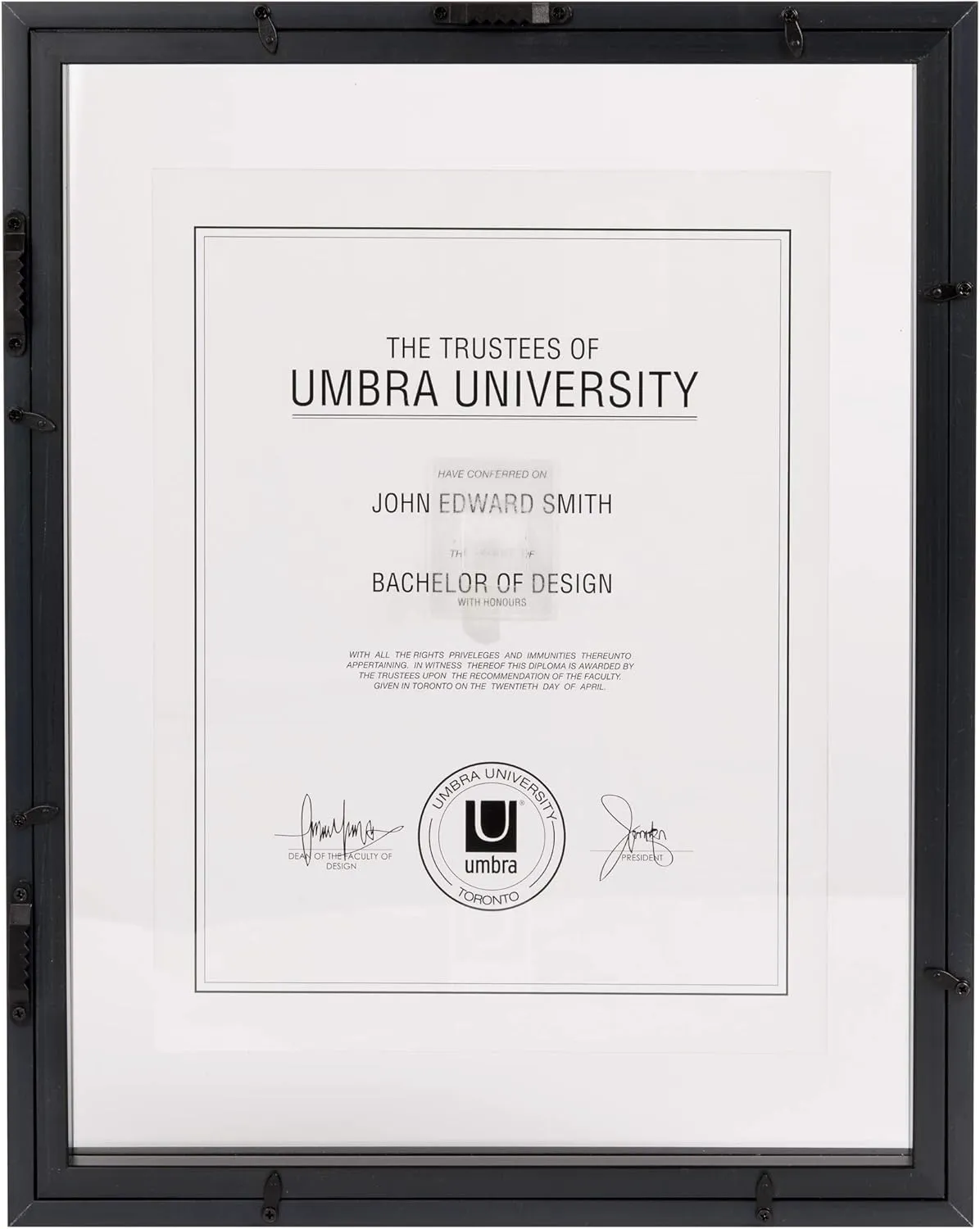Umbra Frame for Displaying Documents, Diploma, Certificate, Photo or Artwork, 11 x 14 (floats 8-1/2 x 11), Black, 2 Count