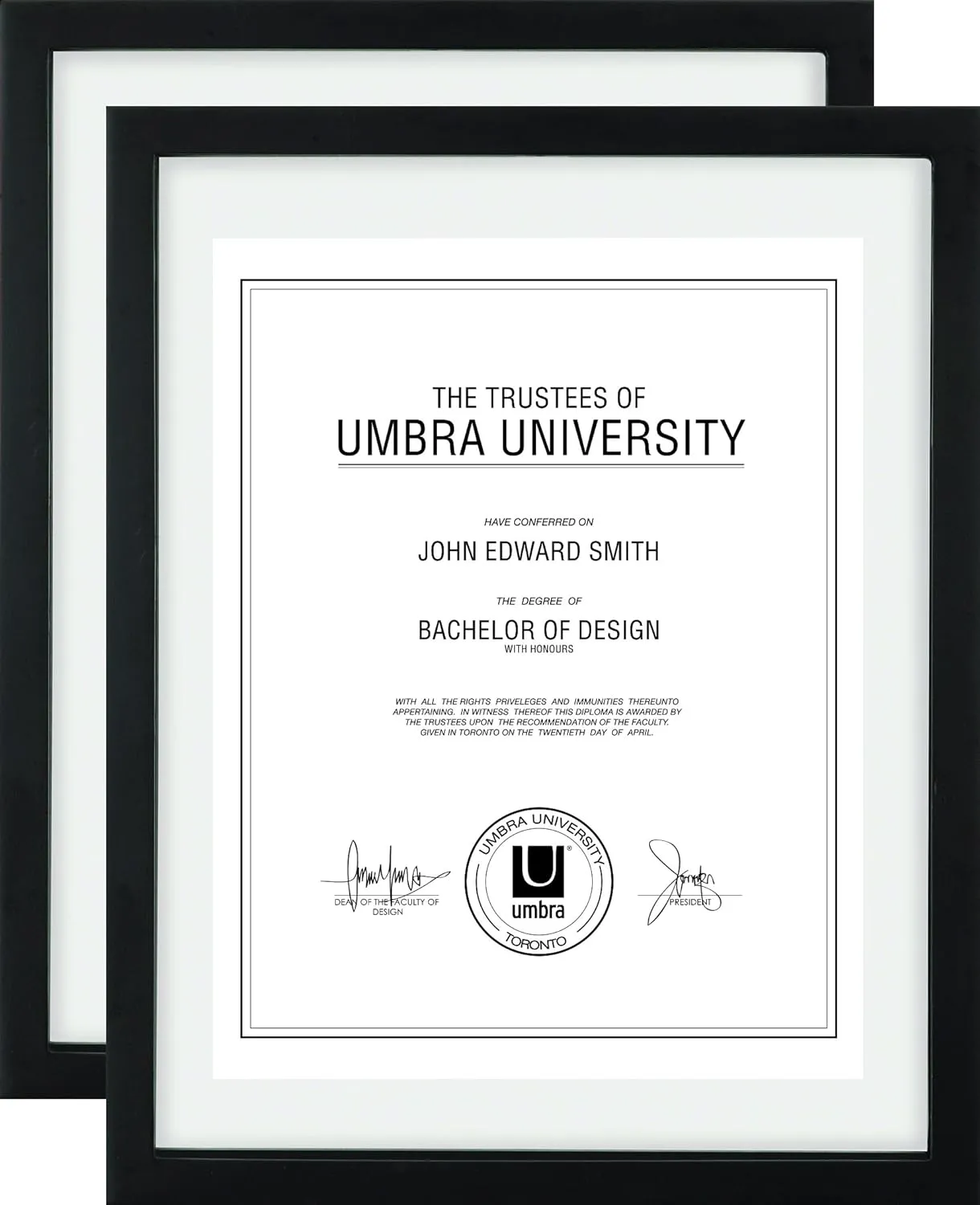 Umbra Frame for Displaying Documents, Diploma, Certificate, Photo or Artwork, 11 x 14 (floats 8-1/2 x 11), Black, 2 Count