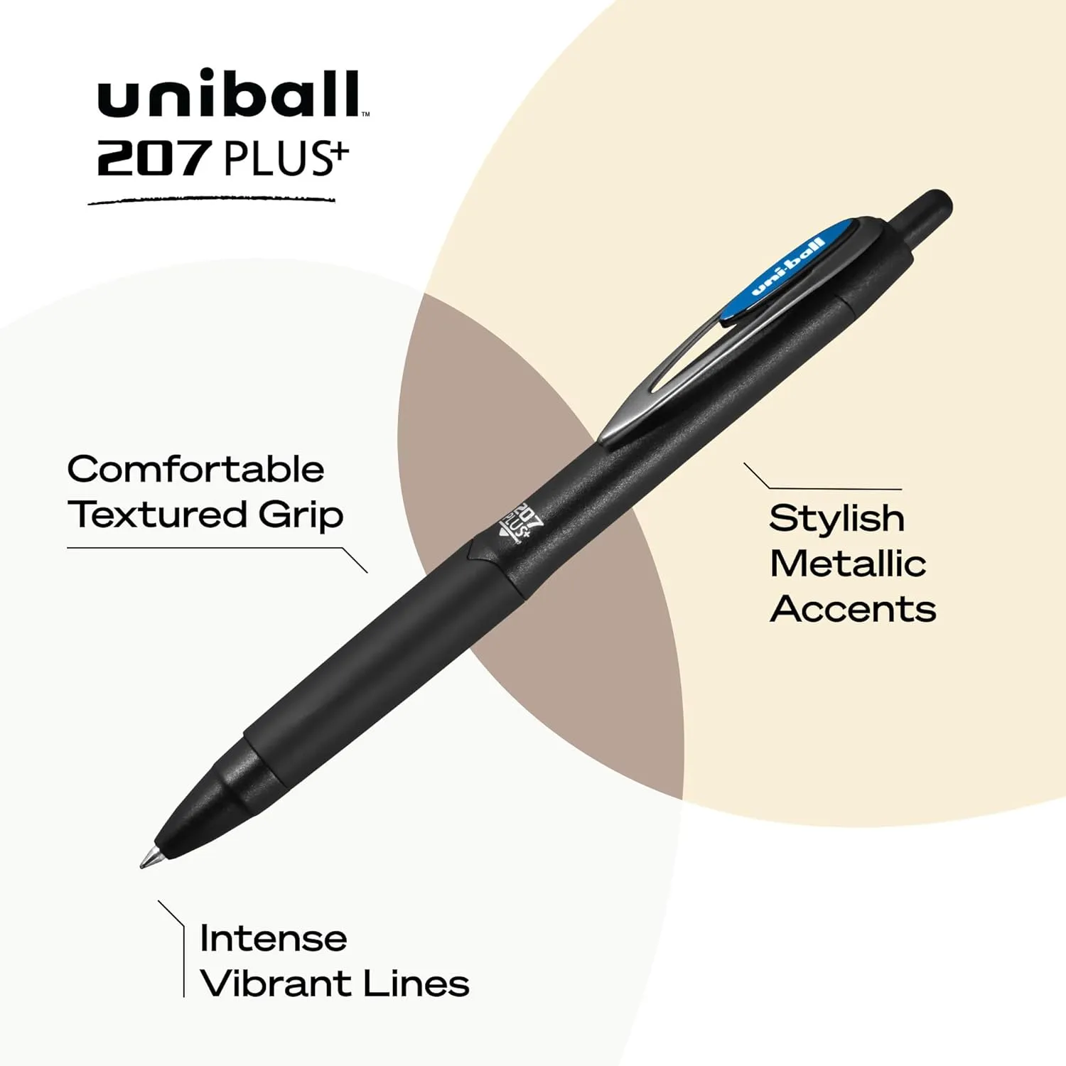 uniball 207 Plus  Retractable Gel Pens 12 Pack in Blue with 0.7mm Medium Point Pen Tips - Uni-Super Ink  is Smooth, Vibrant, and Protects Against Water, Fading, and Fraud