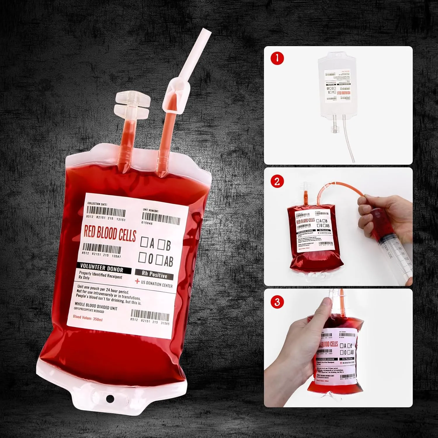 UNIMEIX 30 Pack Halloween Blood Bags for Drinks, Fake Blood Drink Pouches Reusable Juice Drink IV Bag for Vampire Party Theme Party Halloween Decoration