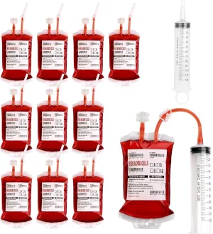 UNIMEIX 30 Pack Halloween Blood Bags for Drinks, Fake Blood Drink Pouches Reusable Juice Drink IV Bag for Vampire Party Theme Party Halloween Decoration