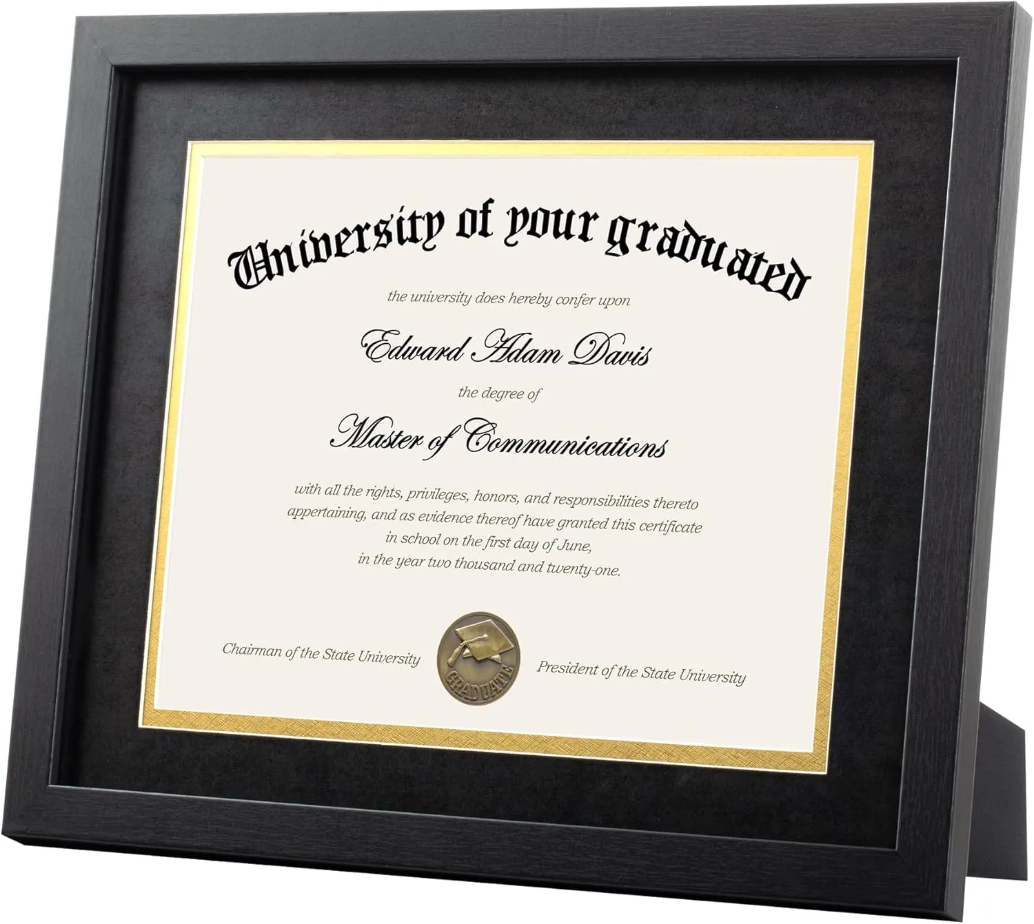 upsimples 11x14 Diploma Frame Certificate Degree Document Frame with High Definition Glass, 8.5 x 11 with mat for Wall and Tabletop, Black Double Mat, 4 Pack
