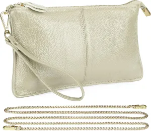 Uromee Wristlet Wallet Clutch Purses for Women Genuine Leather Crossbody Bag Handbag with Detachable Shoulder Chain