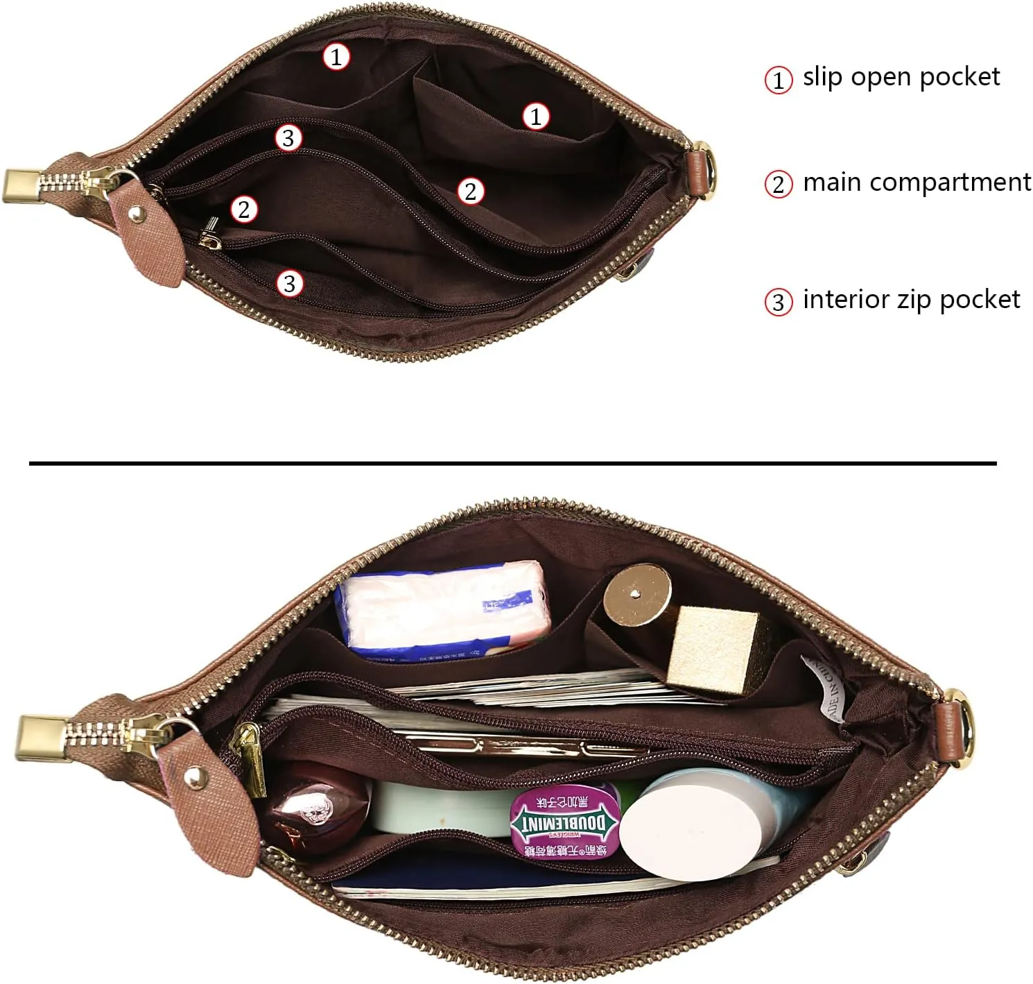 Uromee Wristlet Wallet Clutch Purses for Women Genuine Leather Crossbody Bag Handbag with Detachable Shoulder Chain