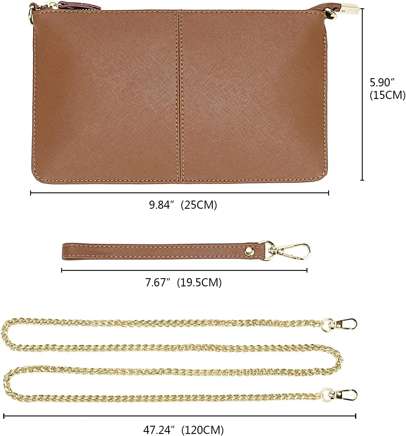 Uromee Wristlet Wallet Clutch Purses for Women Genuine Leather Crossbody Bag Handbag with Detachable Shoulder Chain