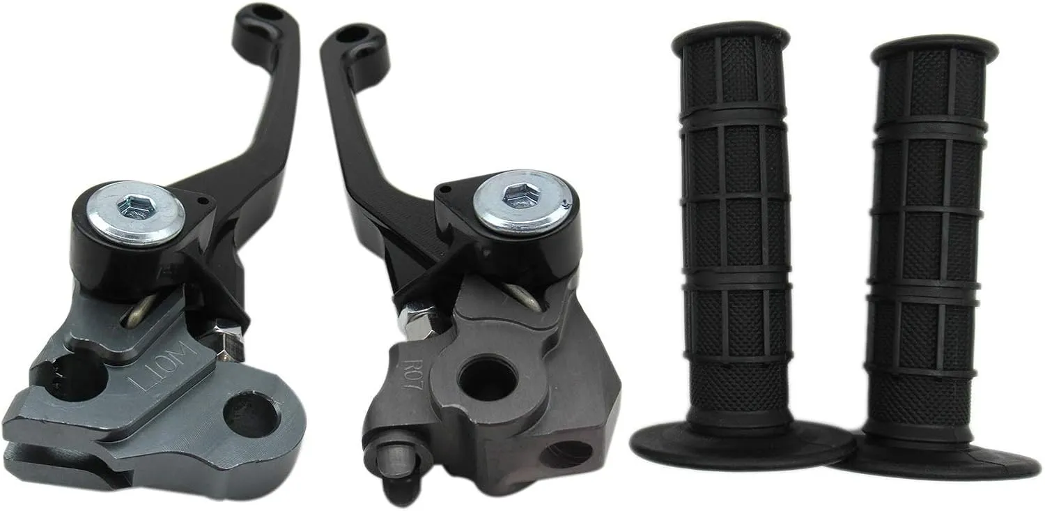 USonline911 Black CNC Motorcross Dirt Bike Pivot Brake Clutch Levers Set for 1980 Bultaco Astro 250 w/ 7/8" 22mm Rubber Hand Grips