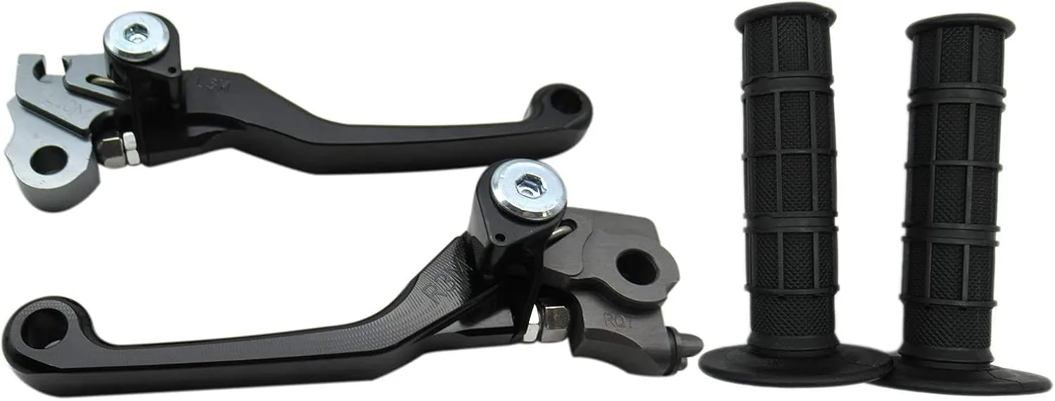 USonline911 Black CNC Motorcross Dirt Bike Pivot Brake Clutch Levers Set for 1980 Bultaco Astro 250 w/ 7/8" 22mm Rubber Hand Grips