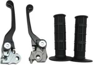 USonline911 Black CNC Motorcross Dirt Bike Pivot Brake Clutch Levers Set for 1980 Bultaco Astro 250 w/ 7/8" 22mm Rubber Hand Grips