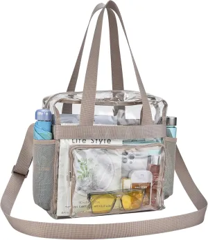 USPECLARE Clear Tote Stadium Approved, Security Travel & Gym Clear Bag for Work Sports Games Concerts