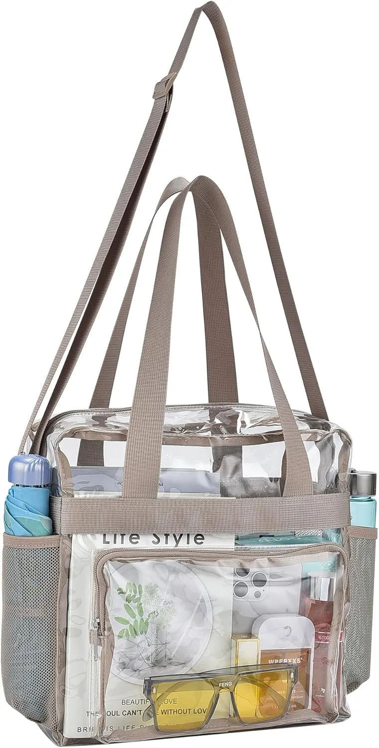 USPECLARE Clear Tote Stadium Approved, Security Travel & Gym Clear Bag for Work Sports Games Concerts