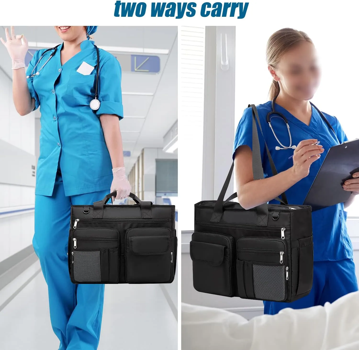 Utility Tote Bag for Work Women Teacher Nurse Diaper Carry on Carryon Weekend Trip Weekender Overnight Travel Groceries Appriceation Gift for New Nurse Teaching Nursing School Student Graduation
