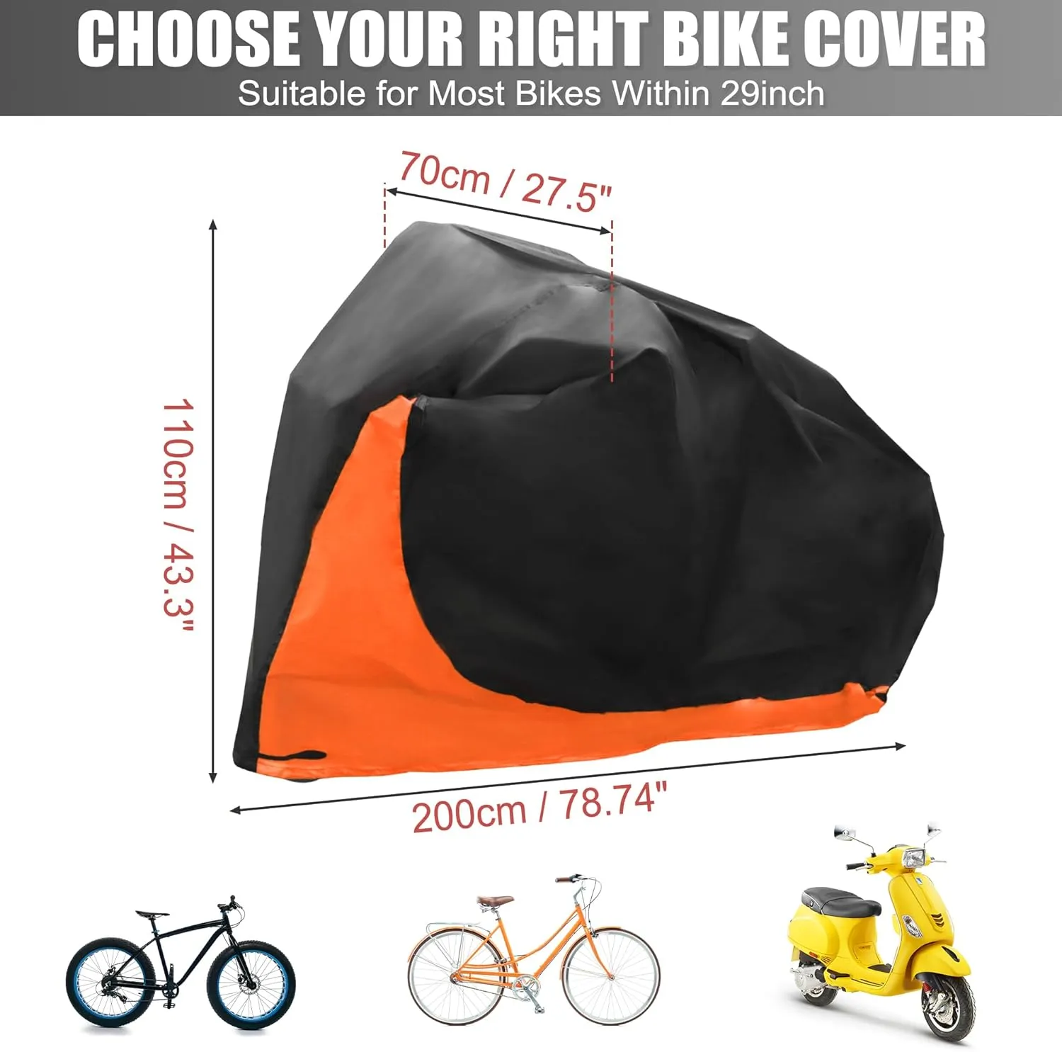 uxcell Bike Cover Outdoor Waterproof Bicycle Cover Sun Dust Wind Proof Bike Rain Covers for Mountain Road Electric City Bike