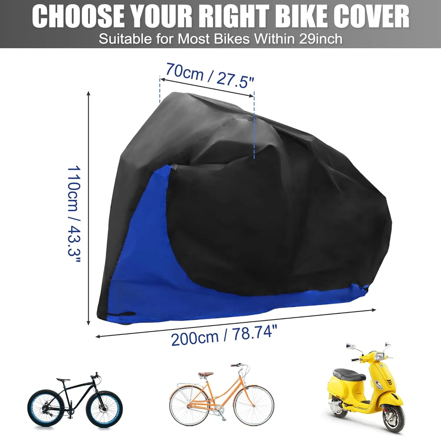 uxcell Bike Cover Outdoor Waterproof Bicycle Cover Sun Dust Wind Proof Bike Rain Covers for Mountain Road Electric City Bike