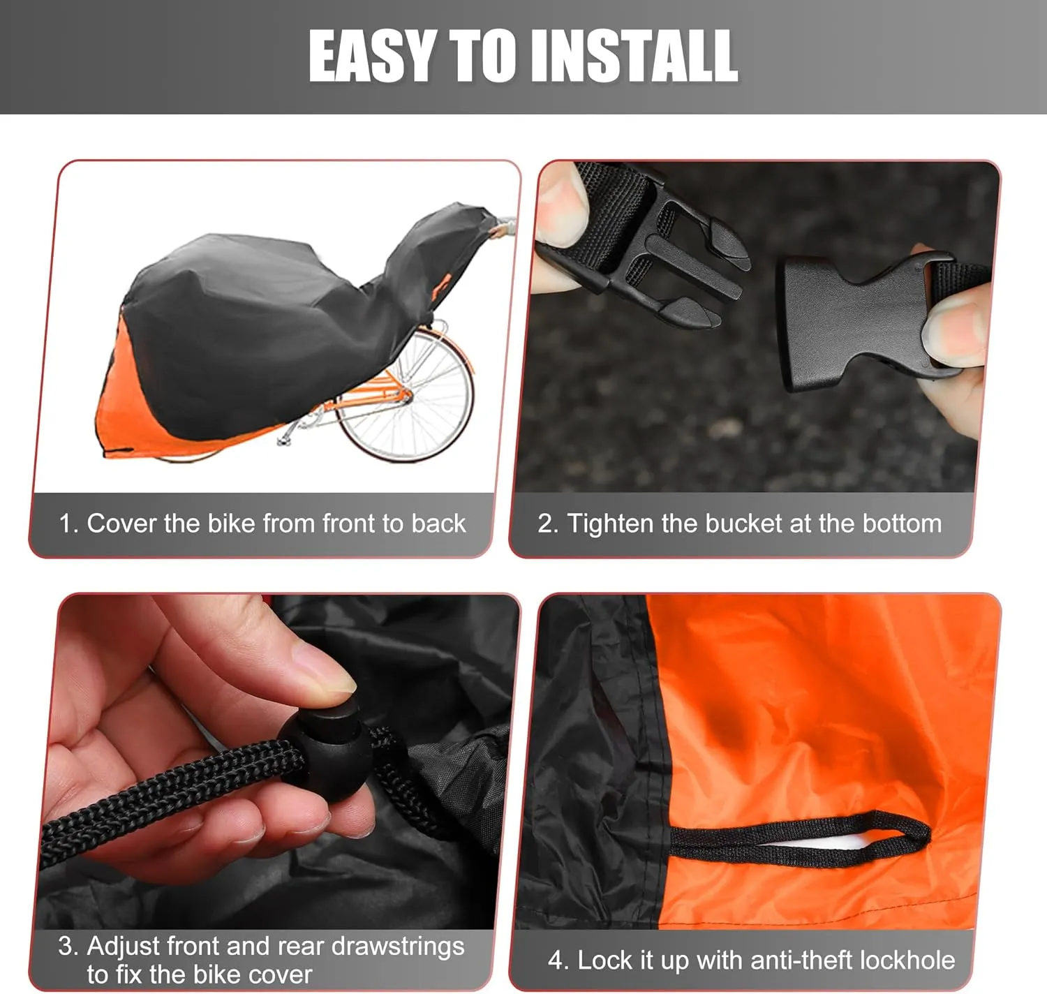 uxcell Bike Cover Outdoor Waterproof Bicycle Cover Sun Dust Wind Proof Bike Rain Covers for Mountain Road Electric City Bike