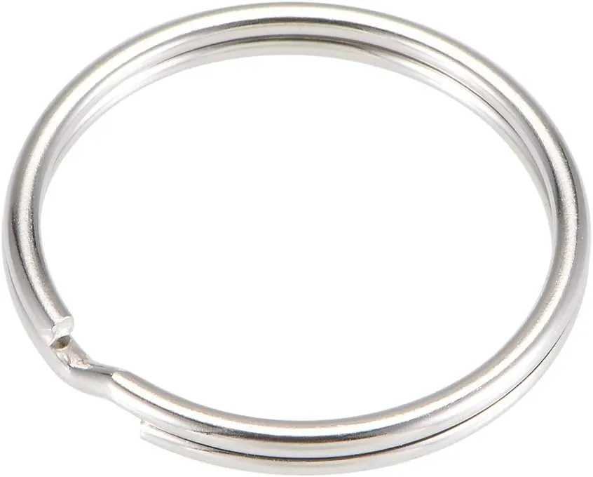 uxcell Split Key Ring 30mm Open Jump Connector for Lanyard Zipper Handbag, Nickel Plated Iron, Pack of 50