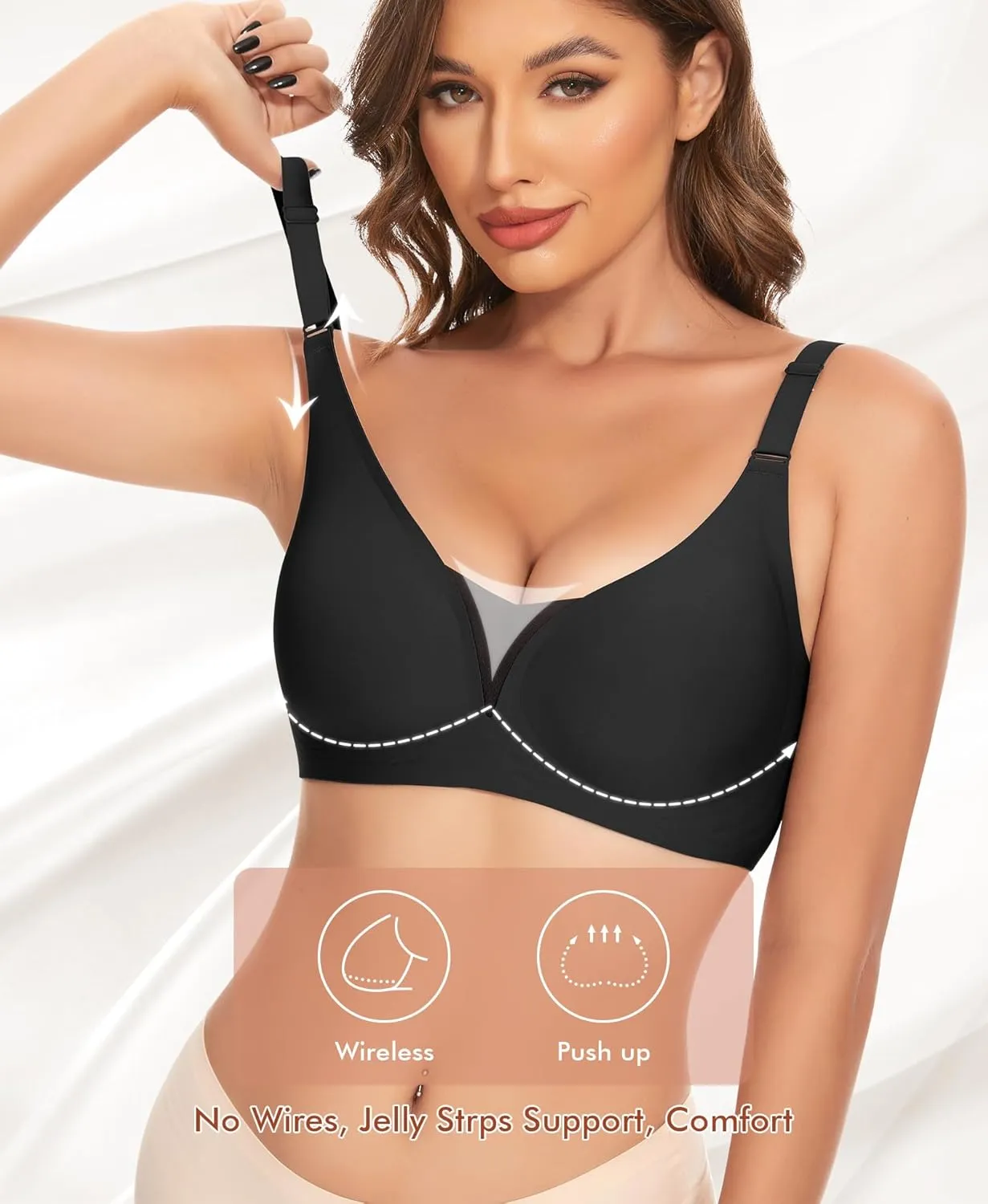 V Neck Bras for Women No Underwire Comfort Wireless Seamless Bra Comfortable Tshirt Bralettes with Support