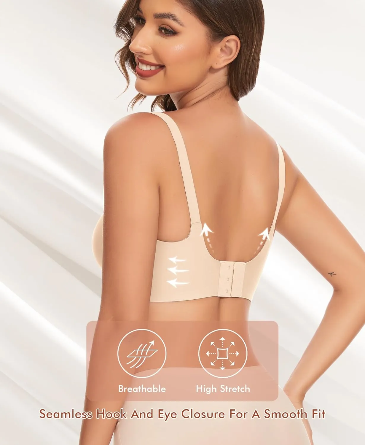 V Neck Bras for Women No Underwire Comfort Wireless Seamless Bra Comfortable Tshirt Bralettes with Support