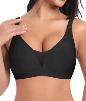 V Neck Bras for Women No Underwire Comfort Wireless Seamless Bra Comfortable Tshirt Bralettes with Support