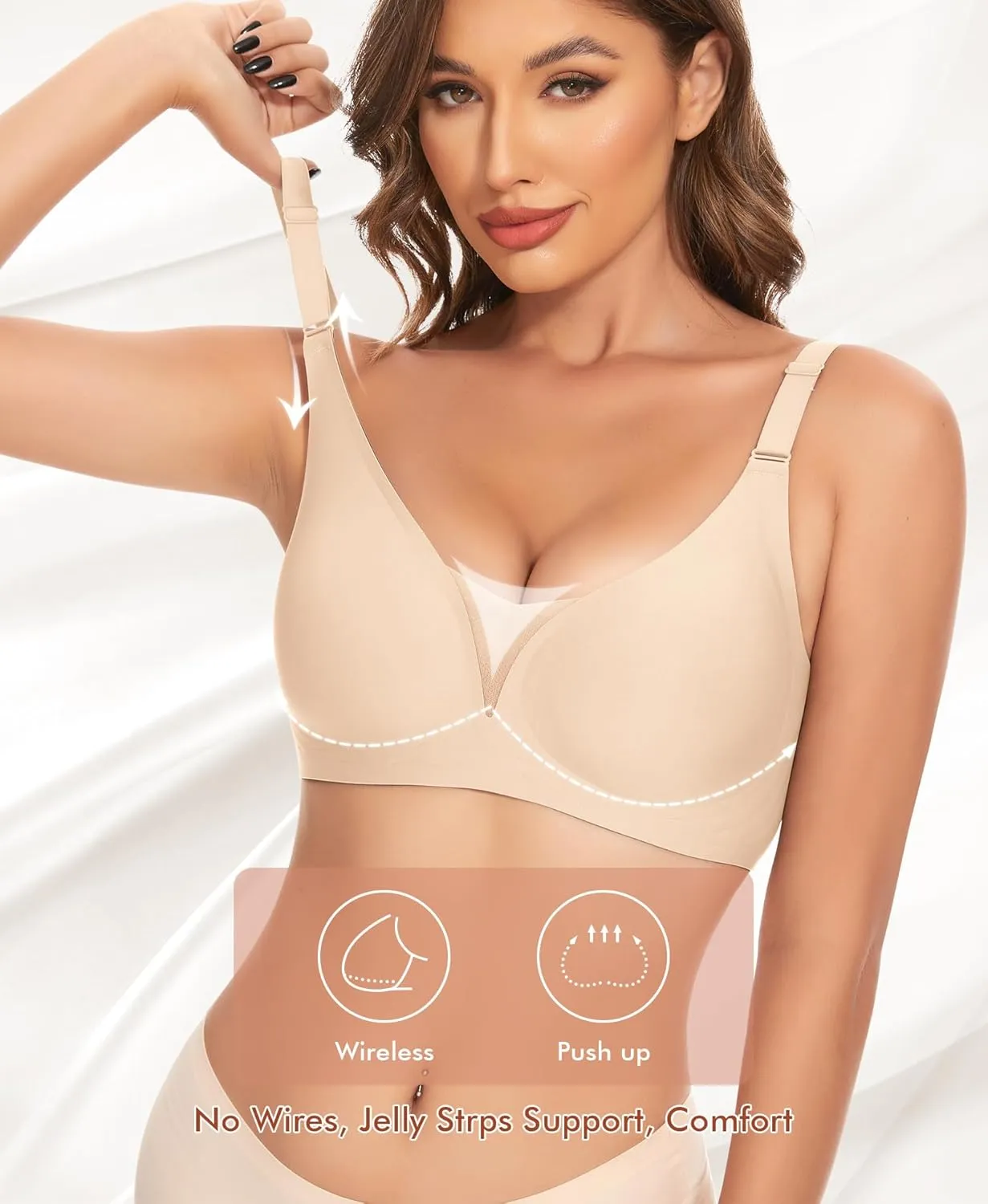 V Neck Bras for Women No Underwire Comfort Wireless Seamless Bra Comfortable Tshirt Bralettes with Support