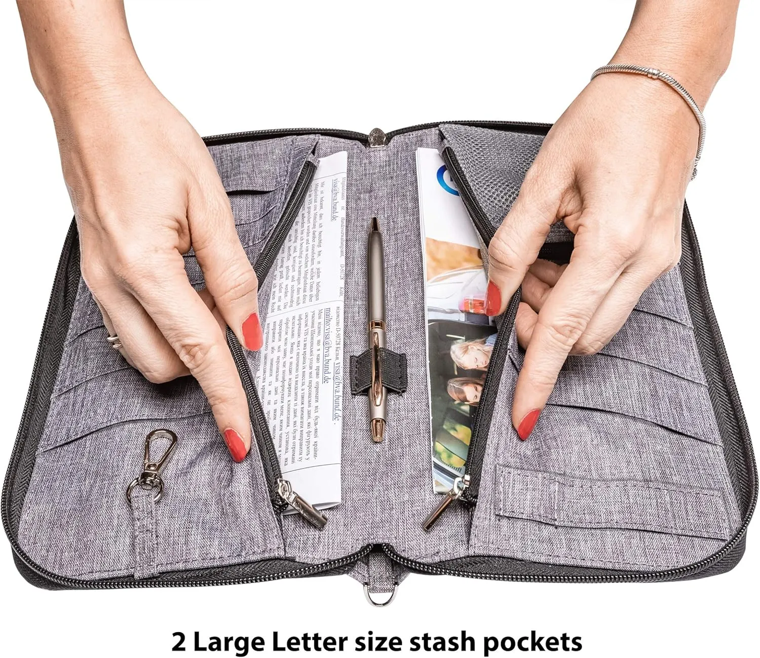 Valante Premium Family Travel Document Organizer Capacious RFID Passport Holder Wallet (Large, gray)