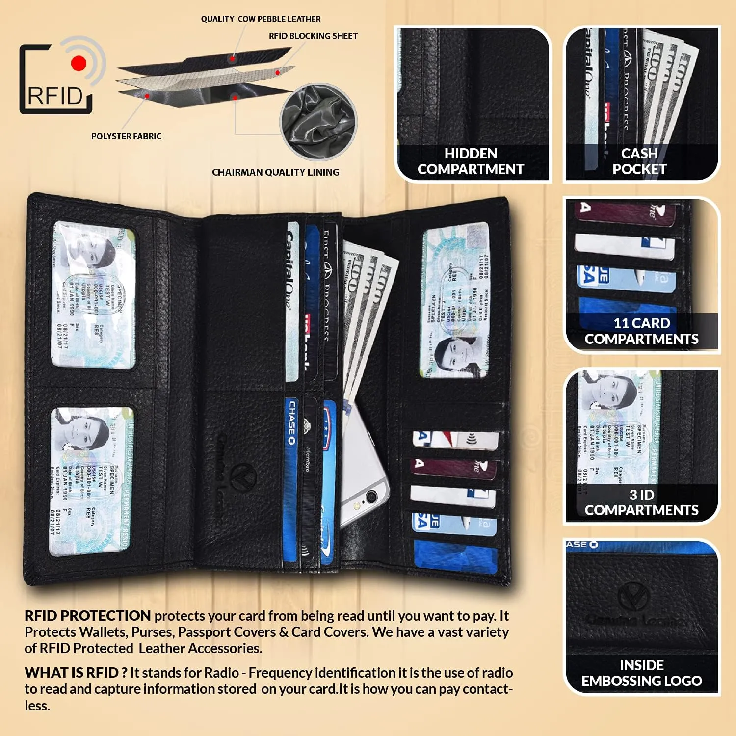 VALENCHI Wallet For Women - Small Leather Women's Wallet - Ladies Hand Clutch Purse - Travel - Credit Card Holder