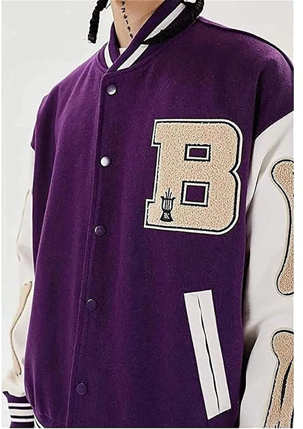 Varsity College Jacket for Men, Baseball Jackets, Hip Hop Jackets, Furry Bone Color Block Streetwear