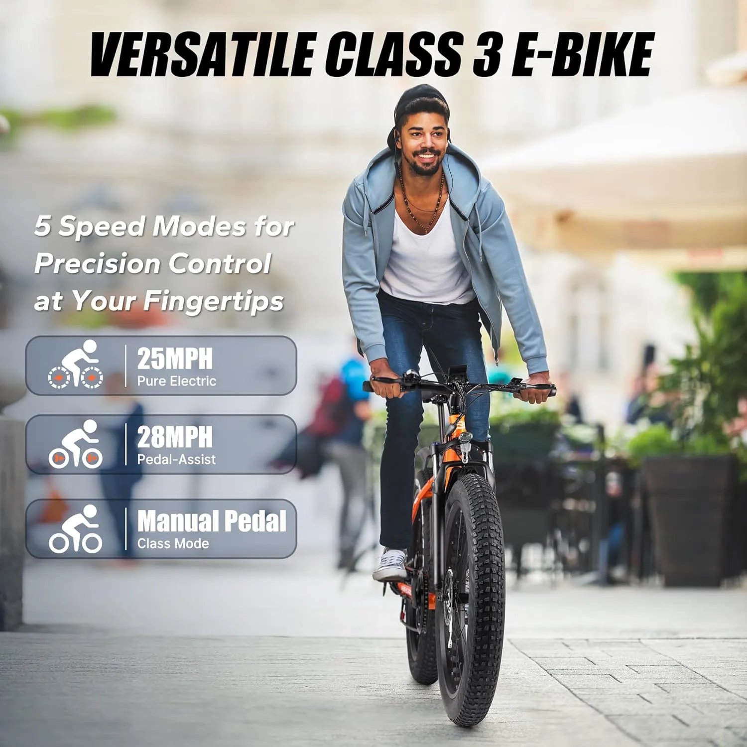 VARUN E Bikes for Men - Peak 750W Ebikes for Adults - Fat Tire Electric Bike Up to 25MPH 60  Miles with 48V 13AH Removable Battery - 26" Electric Mountain Bike Features 7-Speed, Lockable Suspension
