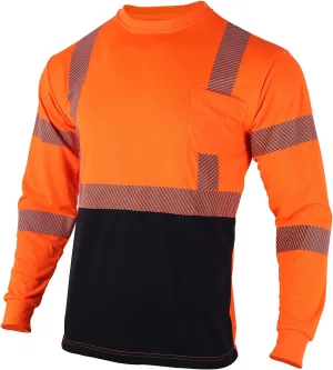 VENDACE Safety Reflective High Visibility Long Sleeve Shirts ANSI Class 3 Hi Vis Construction Work T Shirts for Men