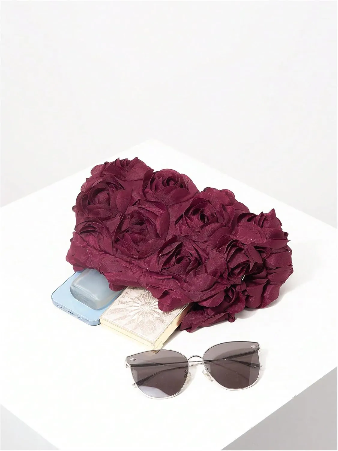 Verdusa Women's 3D Flower Clutch Evening Bag Floral Purses Party Prom Handbags