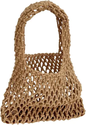 Verdusa Women's Crochet Top Handle Satchel Handbags Hollow Out Beach Clutch Purses