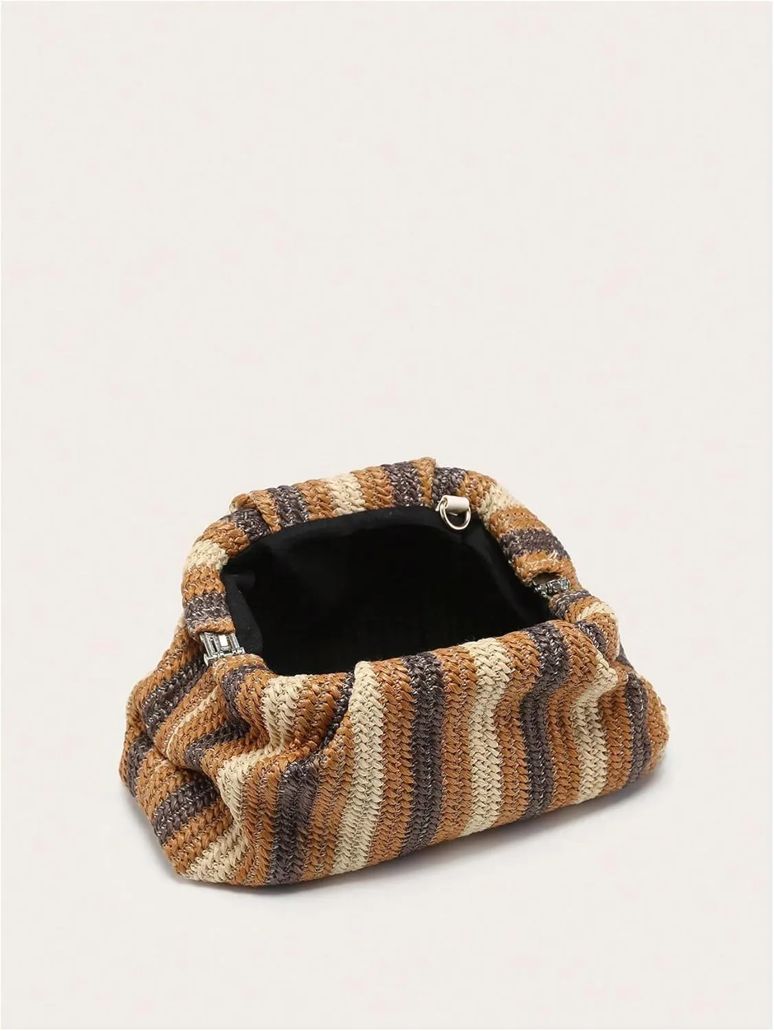 Verdusa Women's Straw Woven Clutch Handbags Striped Dumpling Clutch Purses