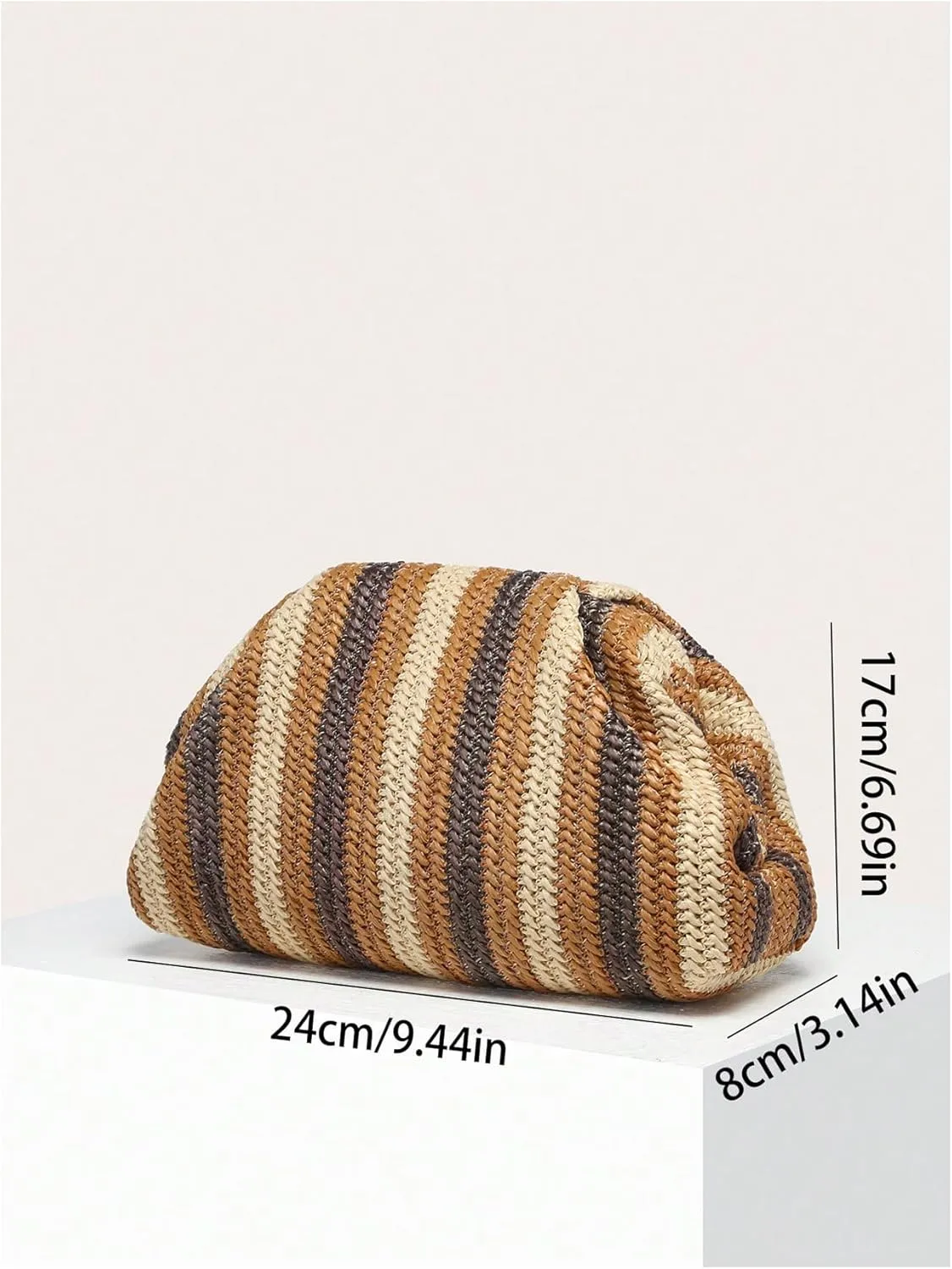Verdusa Women's Straw Woven Clutch Handbags Striped Dumpling Clutch Purses